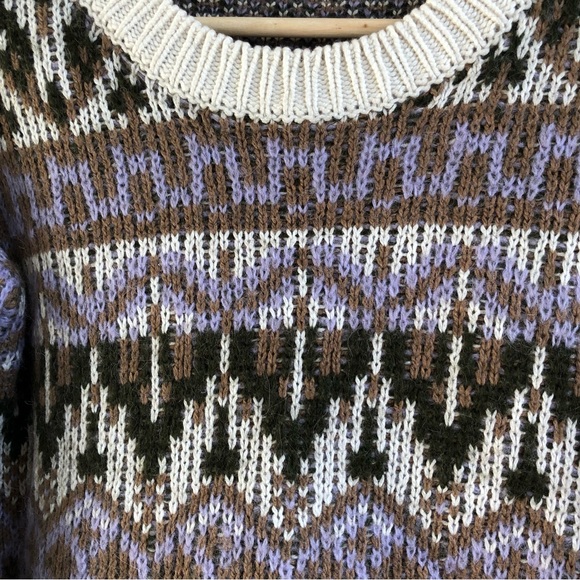 Anthropologie Fabiana Alpaca Wool Blend Fair Isle Knit Cropped Length Sweater - Picture 7 of 14